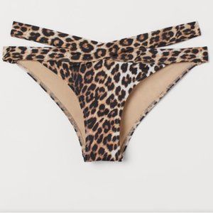 H&M Leopard Print Cheeky Bikini Bottom Size 0 NWT